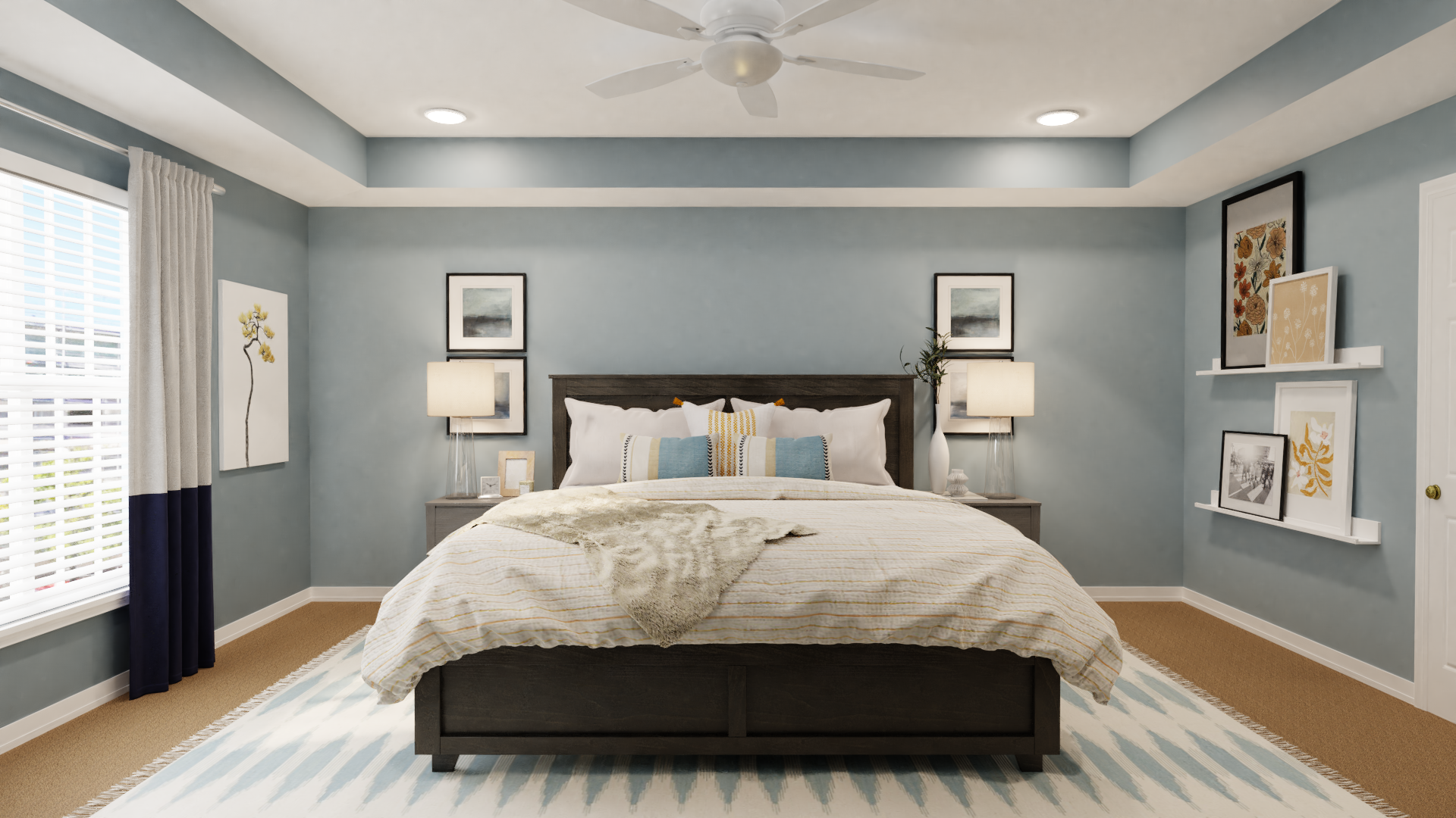 A Pretty Blue Transitional Bedroom