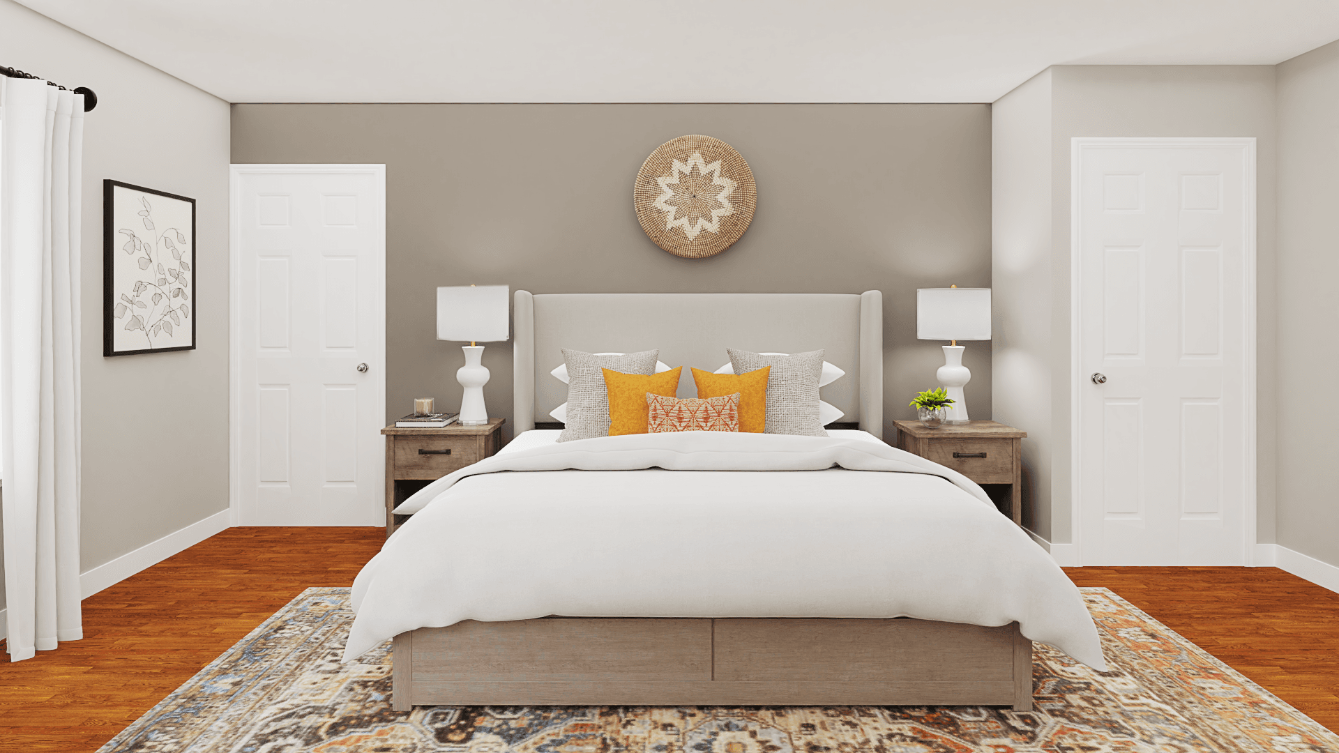 A Bright Transitional Rustic Bedroom