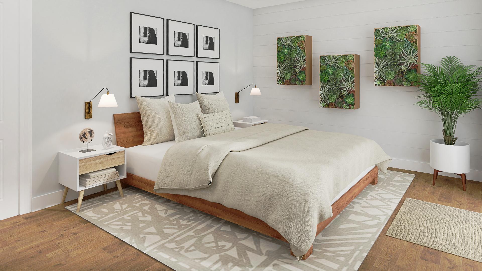 Transitional Bedroom With Mid-Century Accents
