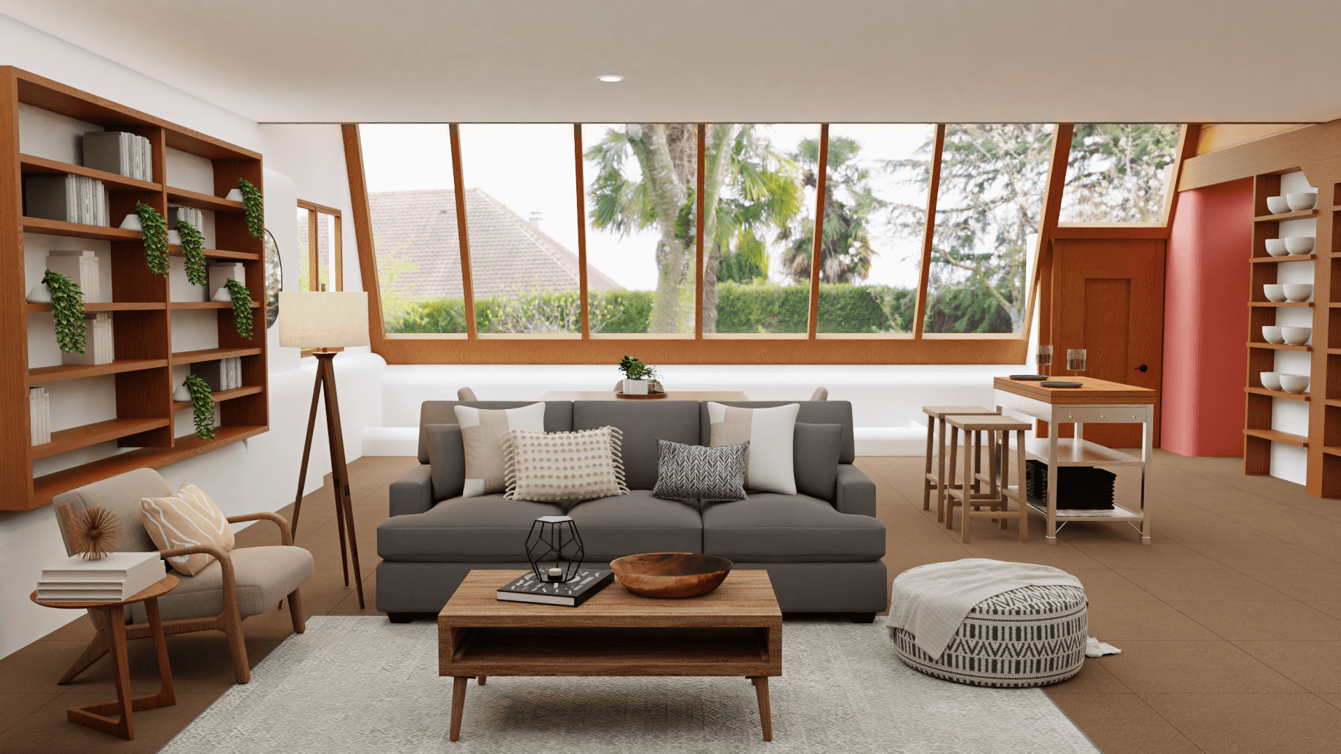 Spacious, Brown and Modern: A Living-Dining Room