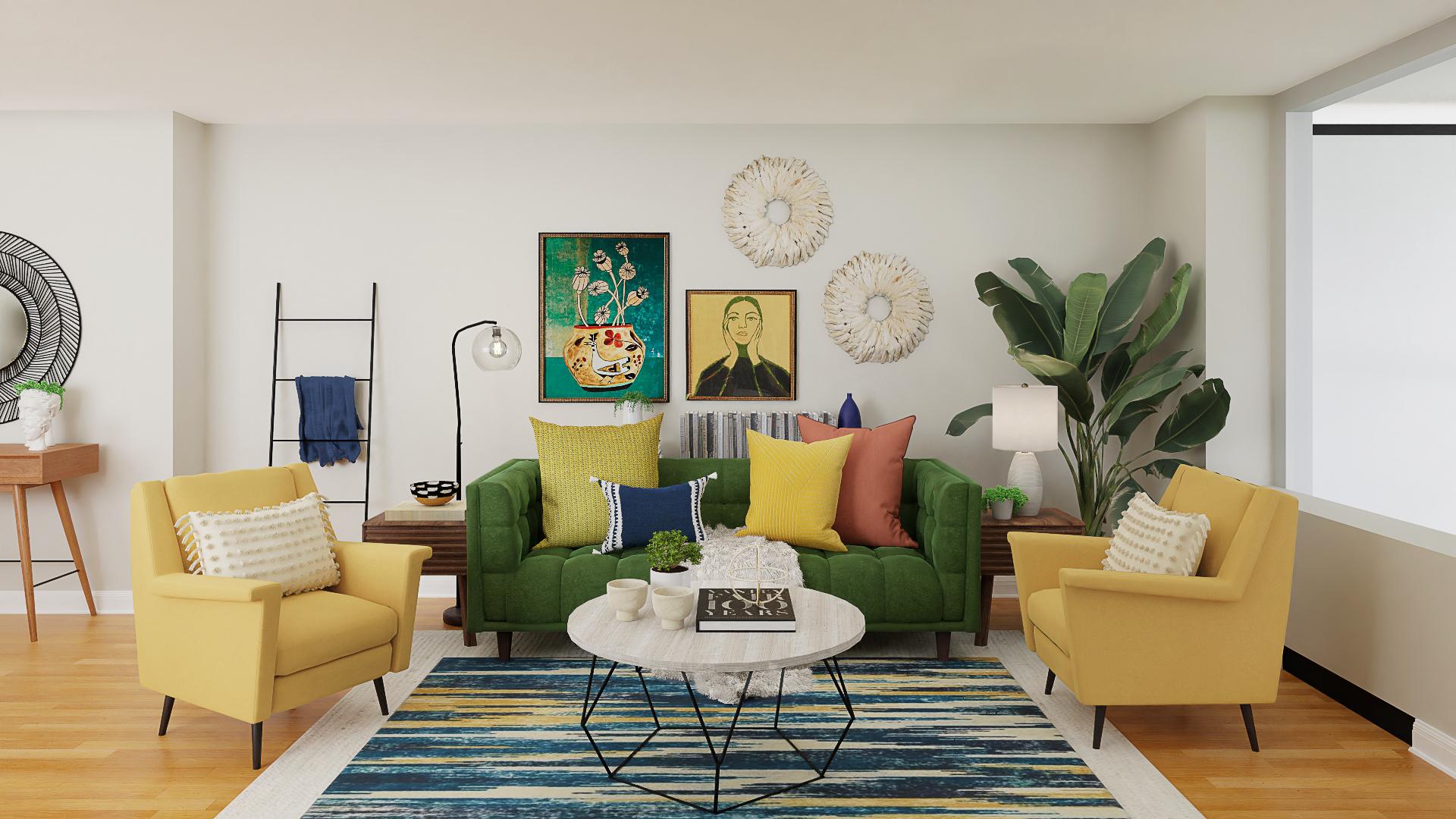 A Rich & Vibrant Eclectic Living-Dining Room