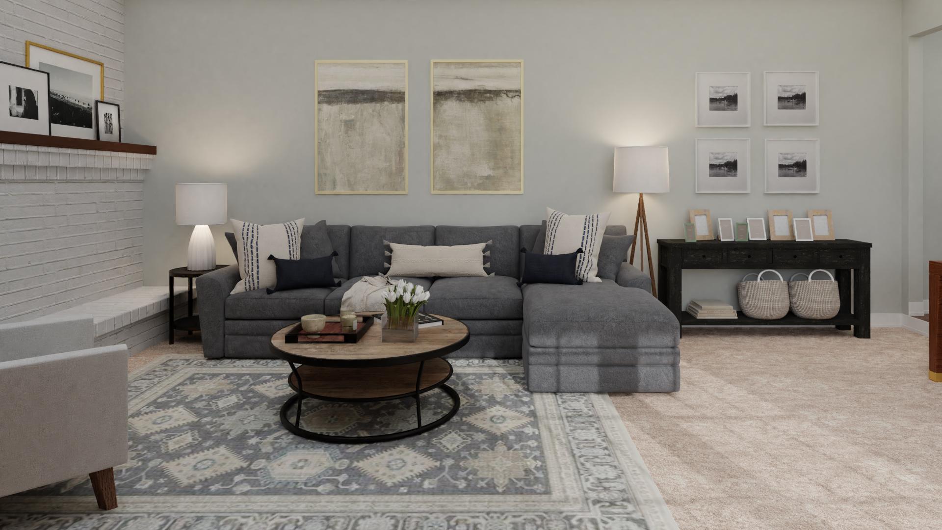 An Industrial Living Room Filled With Grays & Black Hues 