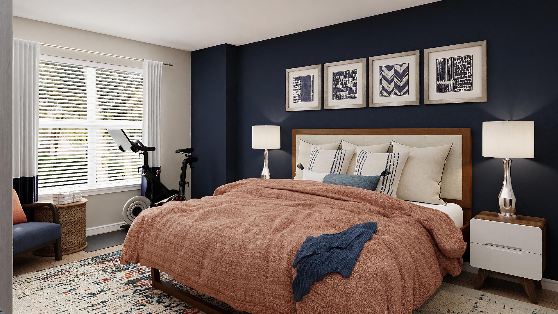 Midnight Accent Wall: A Transitional Bedroom
