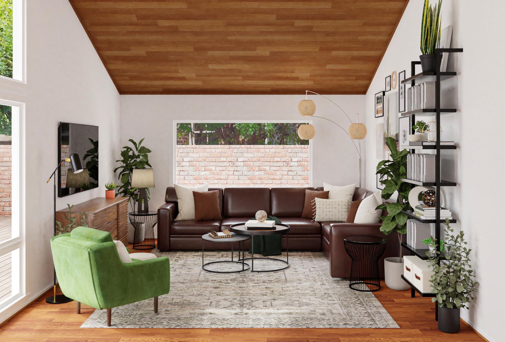Earthy Tones & Industrial Accents Govern This Living Room