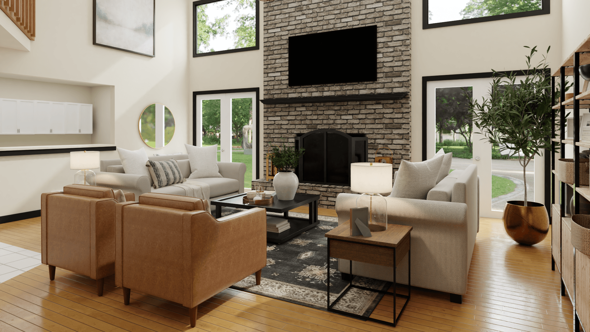 Brickwall Fireplace: A Rustic Living Room