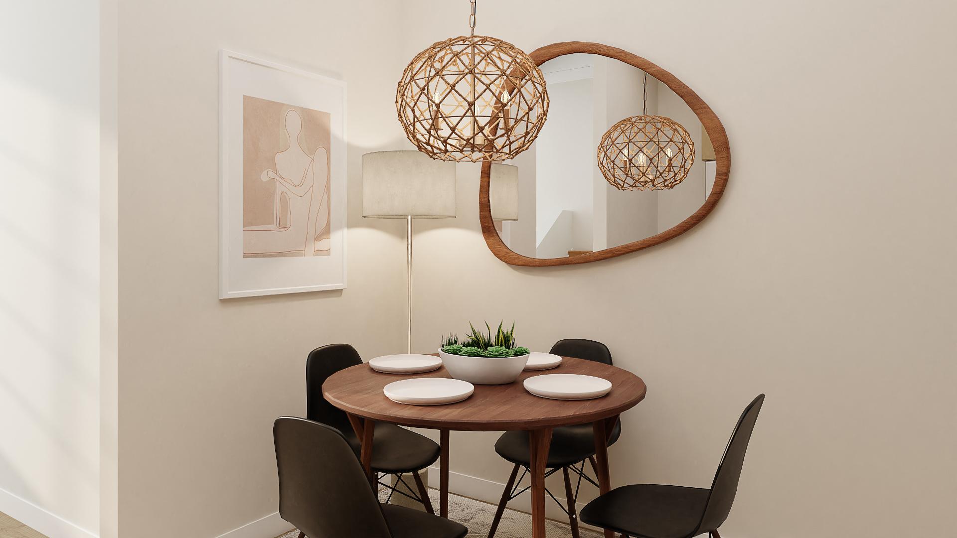 A Mid-Century Brown Boho Dining Room