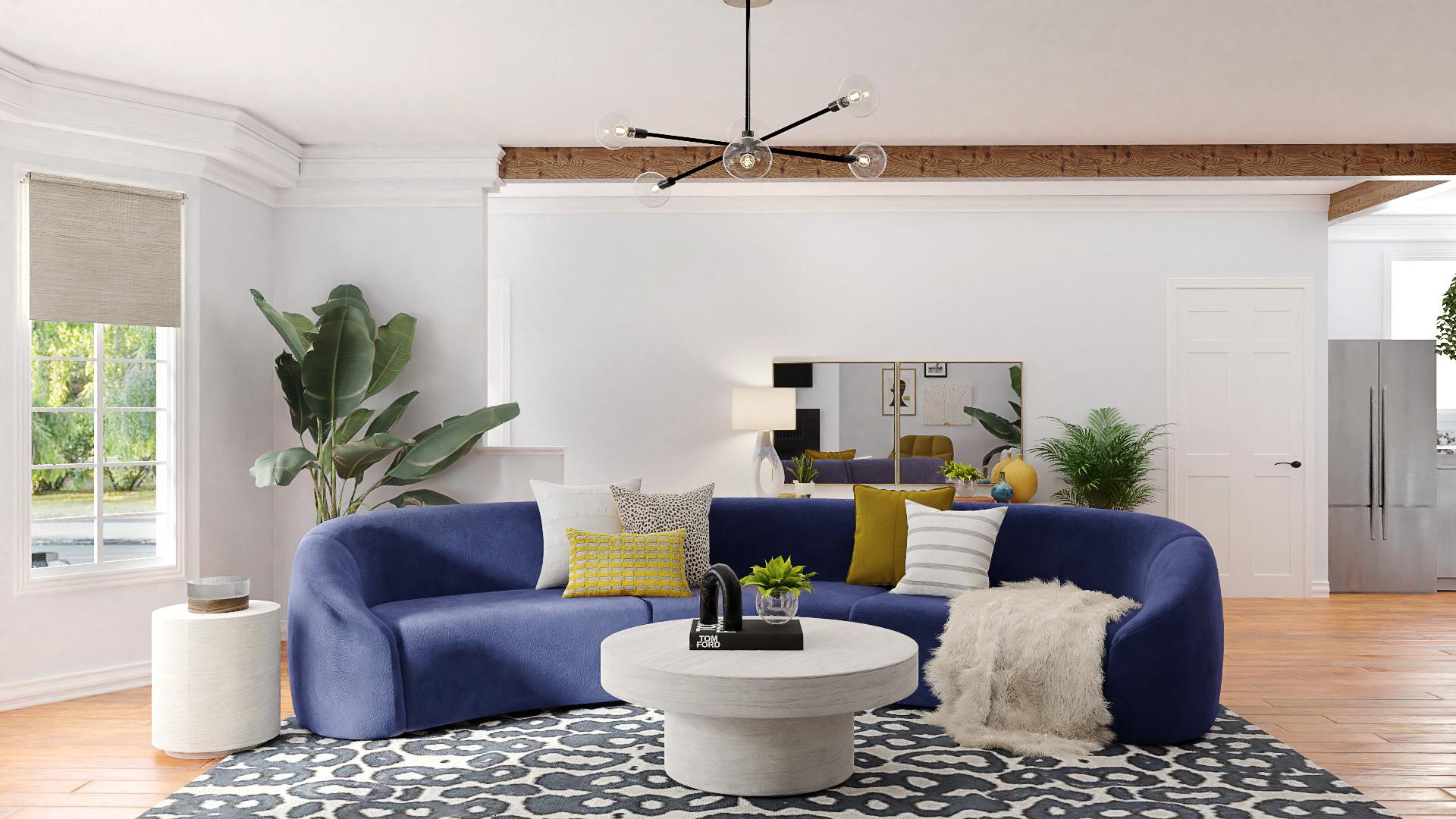 Curved & Velvet Sofas: A Contemporary Living Room