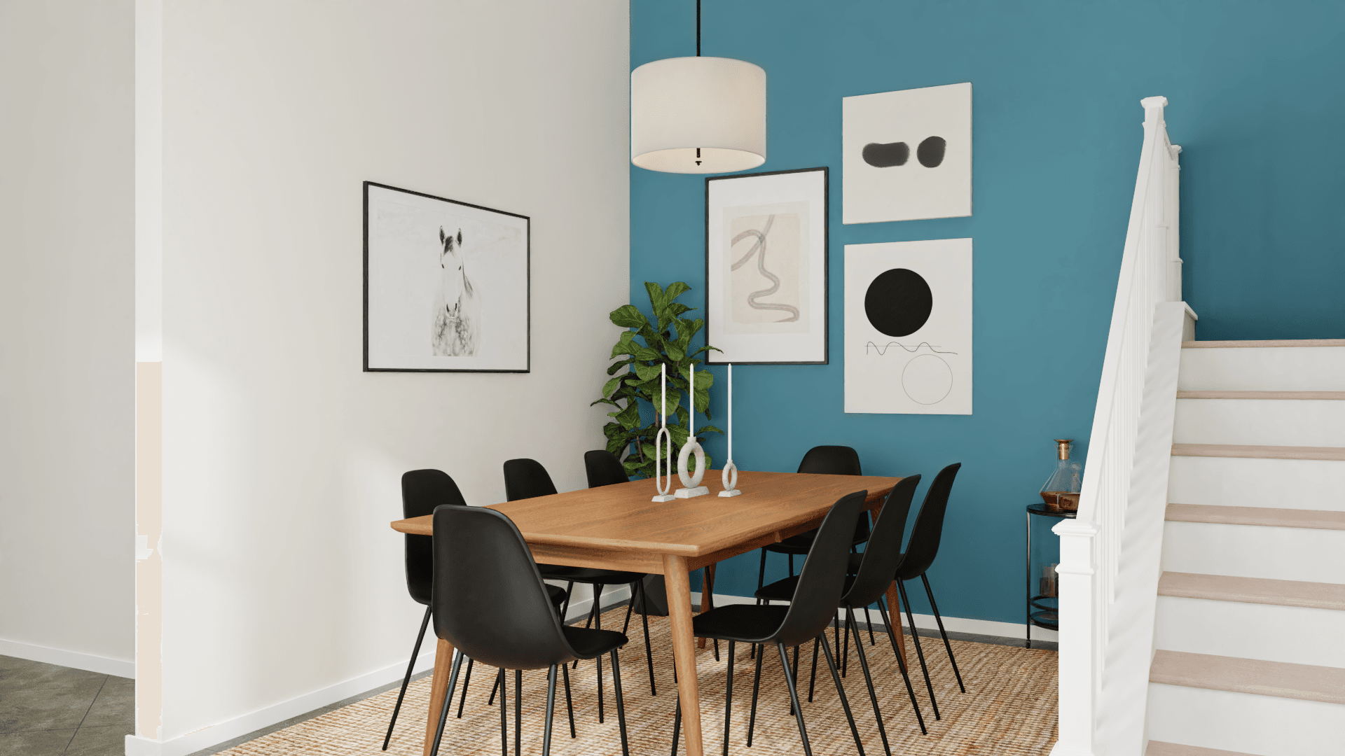 A Mid-Century Dining Room In A Pretty Blue Hue