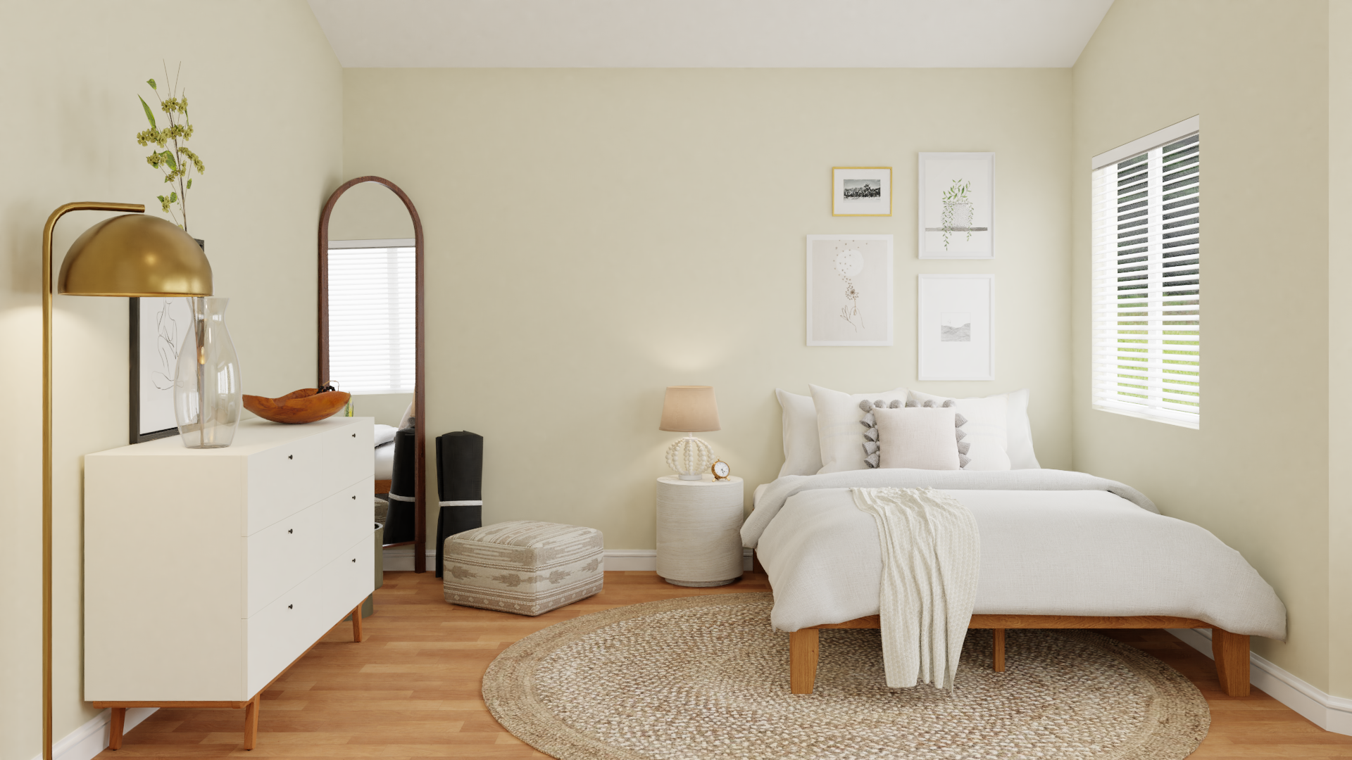 A Pure White Modern Boho Bedroom