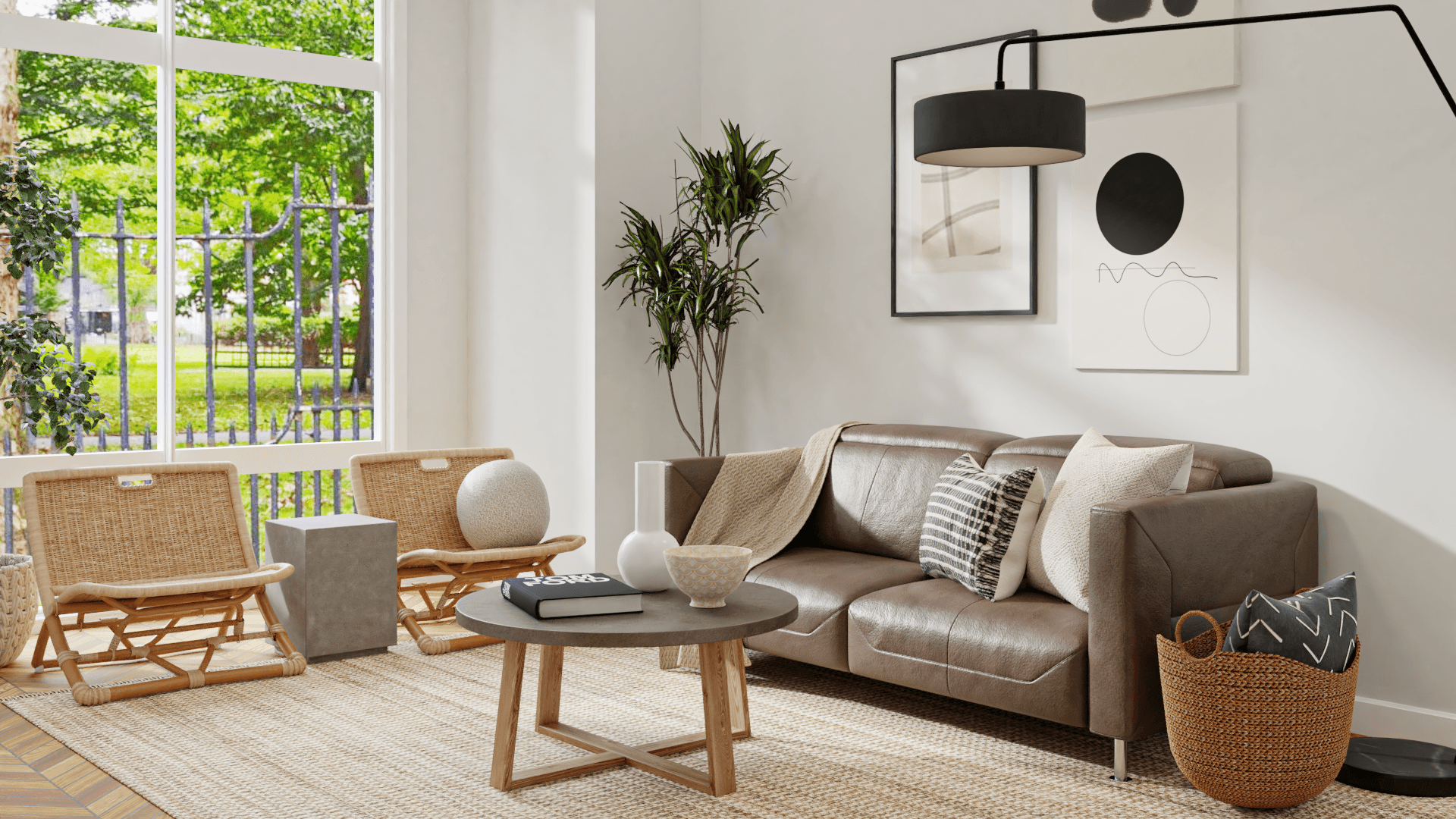 Modern & Trendy Boho Living Room With Japandi Decor