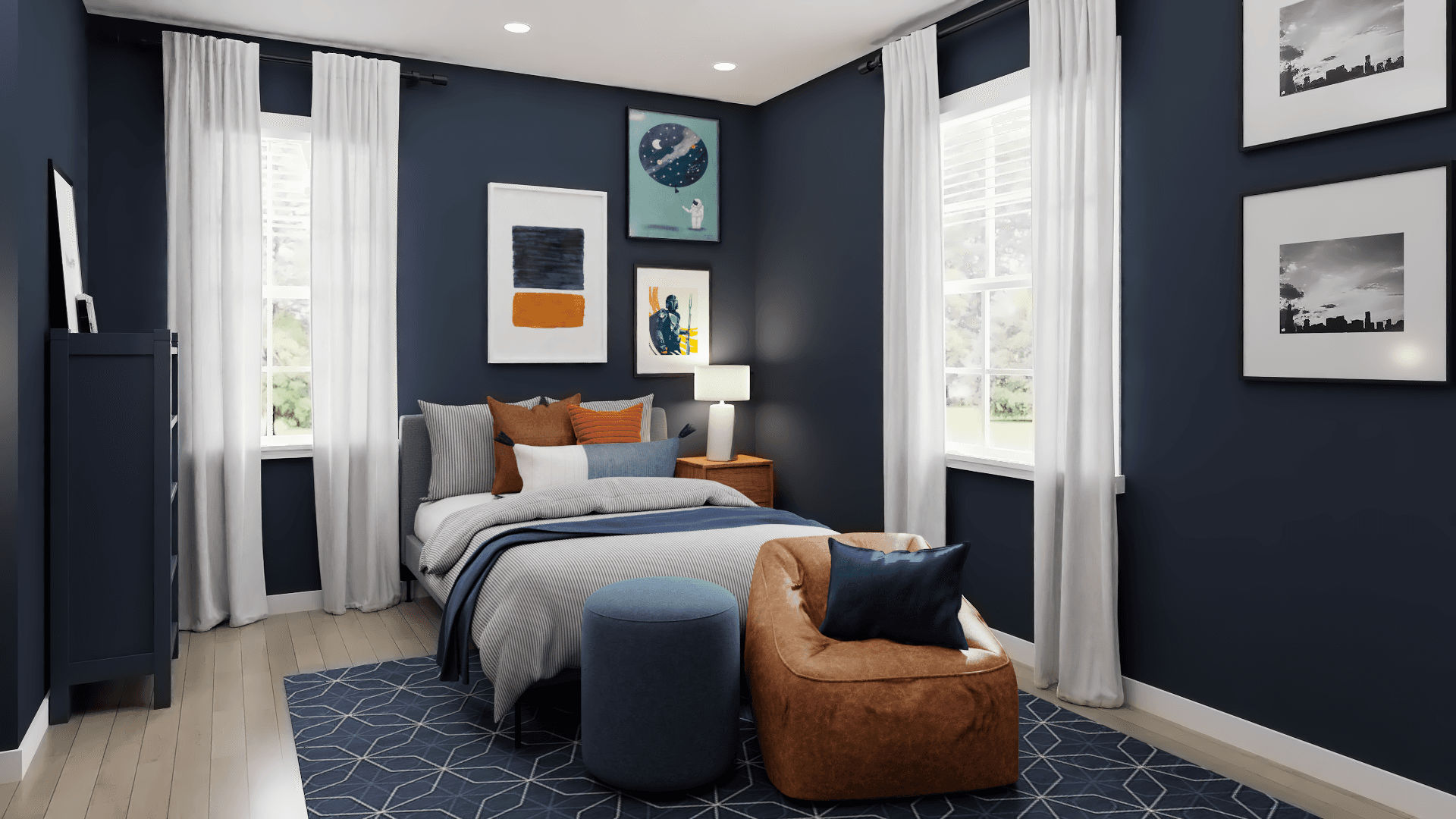 Transitional Kids’ Bedroom With Bold Colors