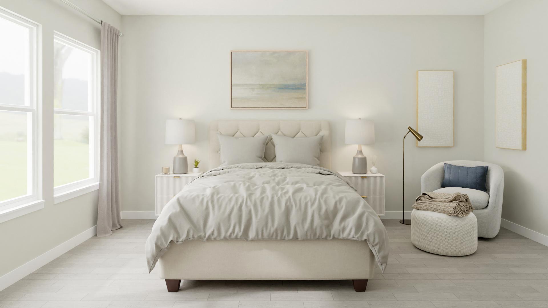 White & Airy Beach Themed Modern Bedroom Decor 