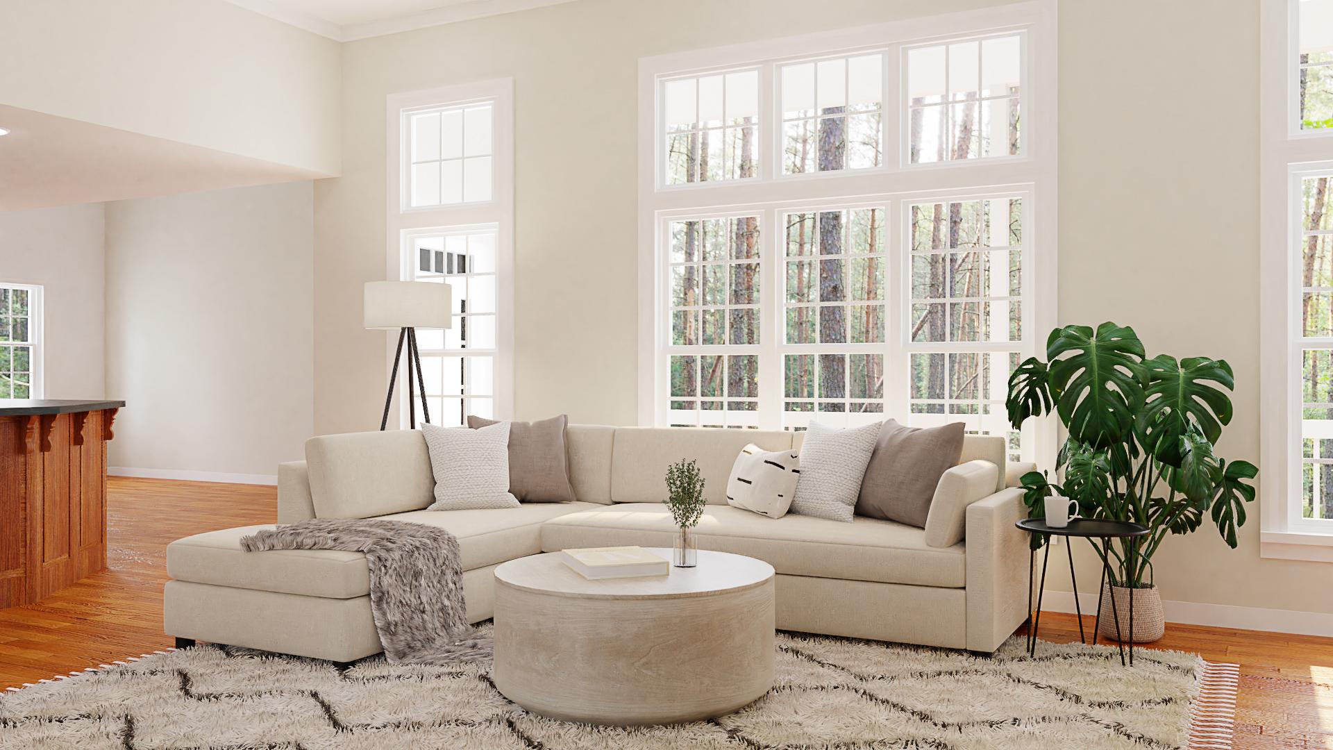 Mid Century Modern Gray & White Living Room