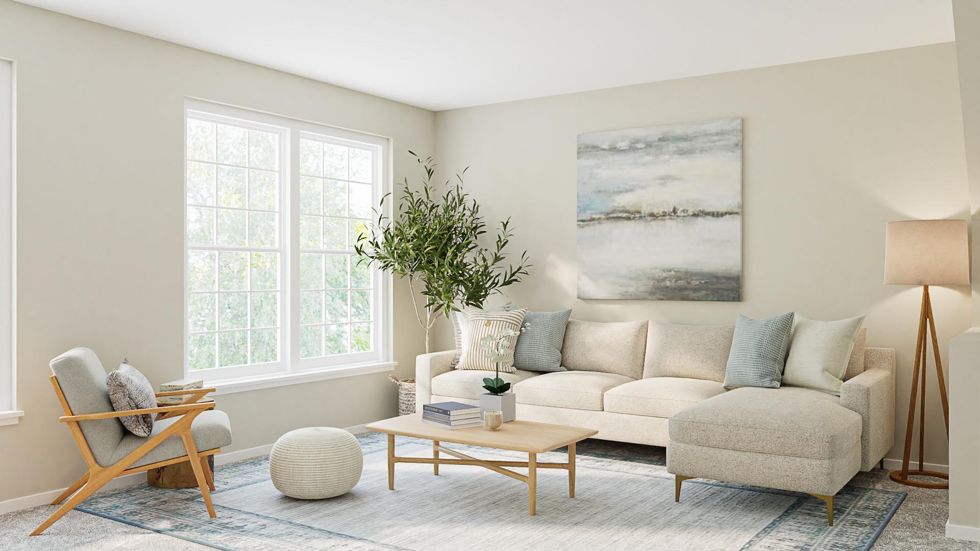 Minimalist Scandanavian Living Room With Coastal Elements