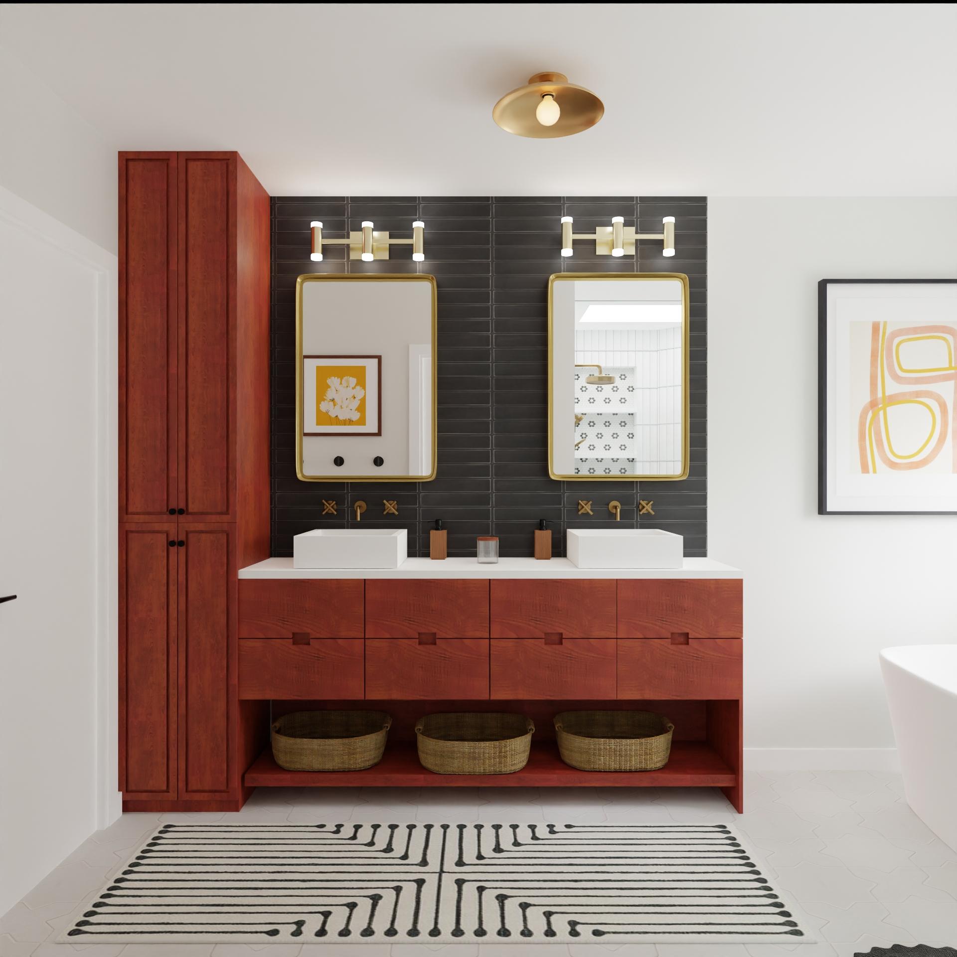 Contemporary Bathroom with Brass Accents