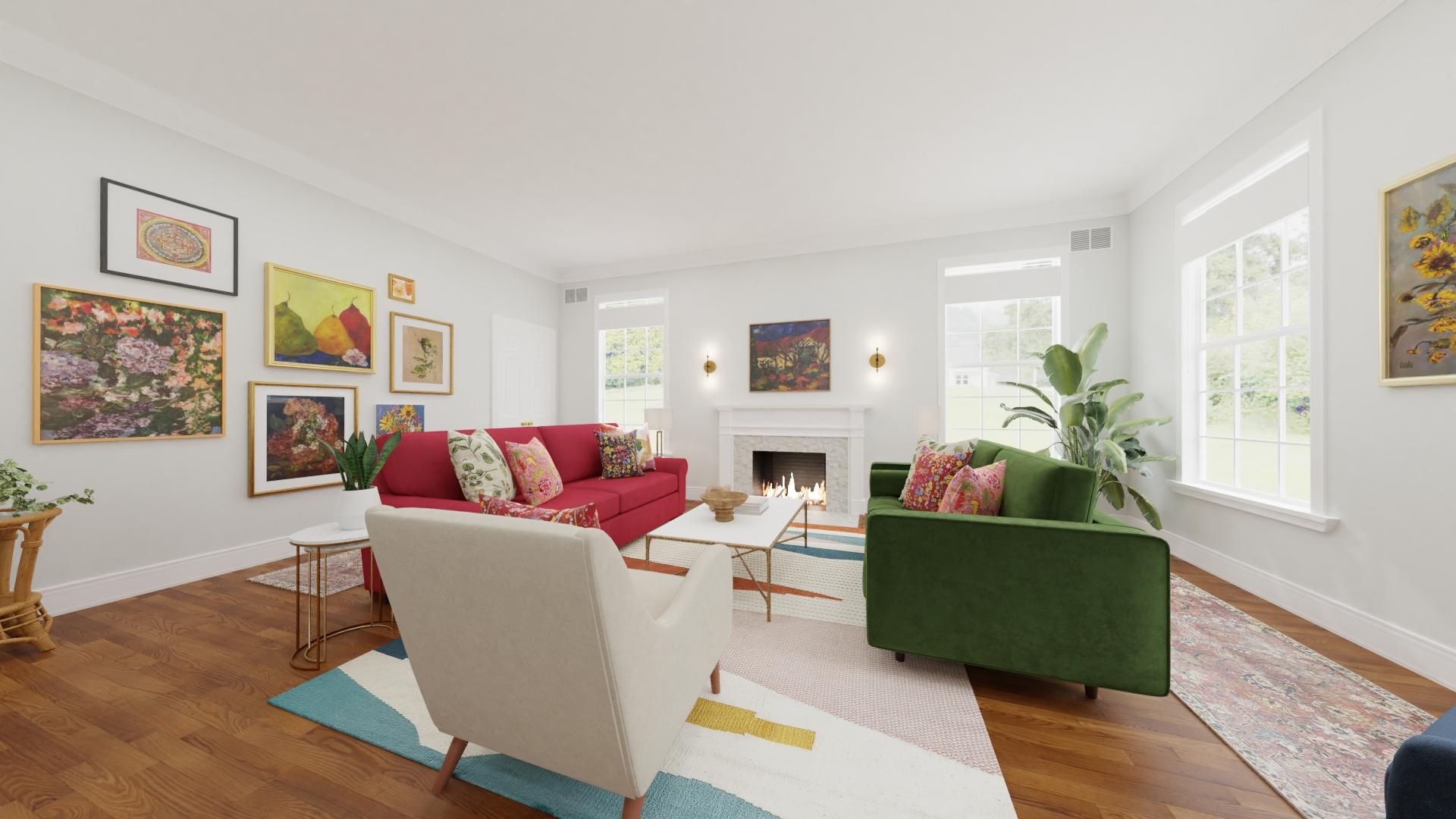 Eclectic Living Room Bold on Color