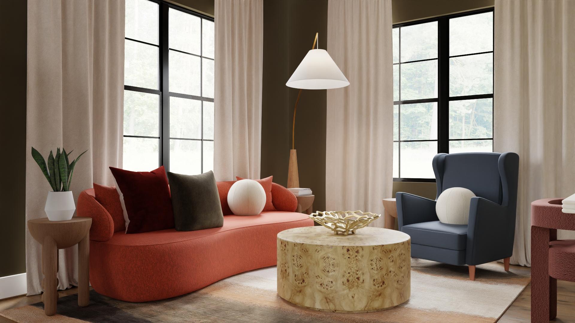 Modern Living Room with Curved Sofa