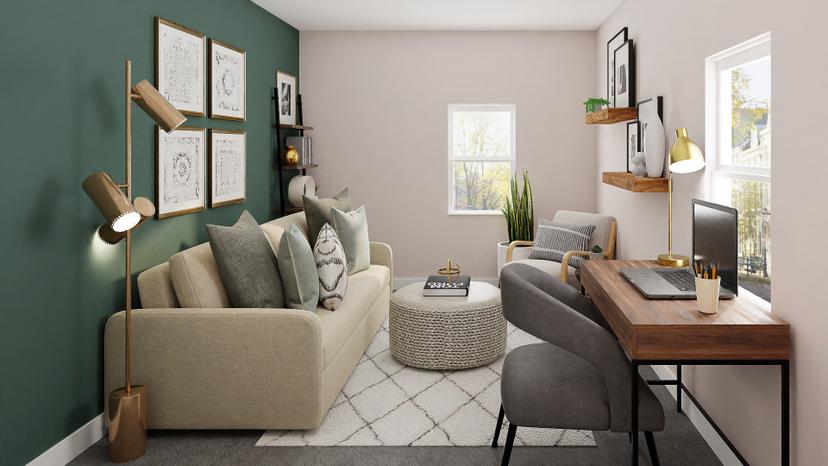 Love For Green: A Transitional Home Office | Spacejoy